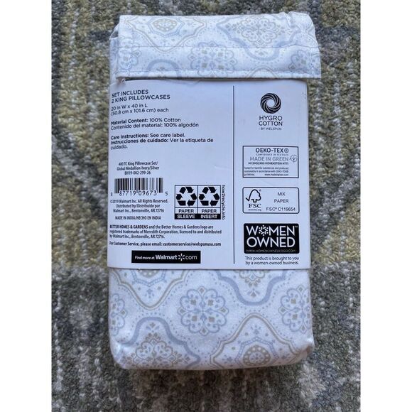 Better Homes and Gardens King Performance Medallion Style Bed Pillowcases - Picture 2 of 5